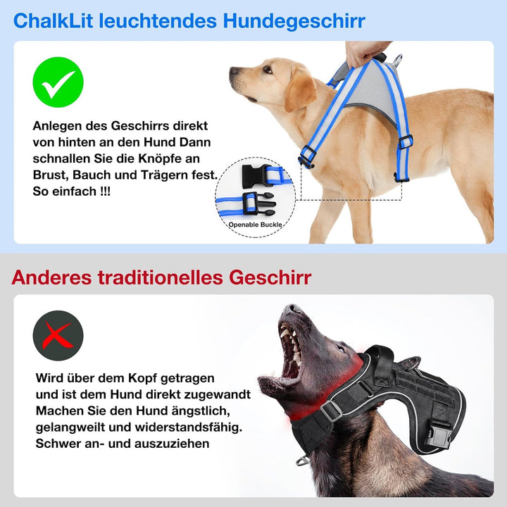 ChalkLit LED Leuchtendes Hundegeschirr USB Wiederaufladbares Vollständig Beleuchtetes Hundegeschirr