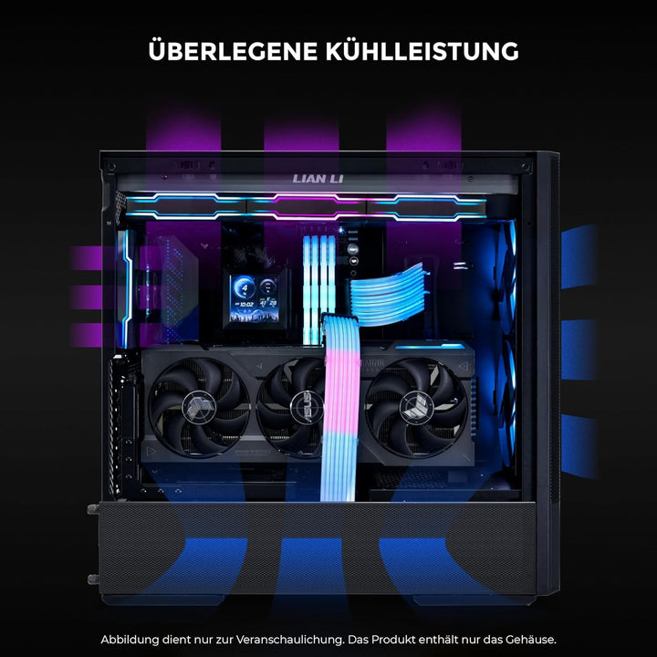 Lian Li LANCOOL 207 Gaming PC Gehäuse ATX Schwarz - Midi Tower PC Gehäuse mit RGB-Beleuchtung, Grafi