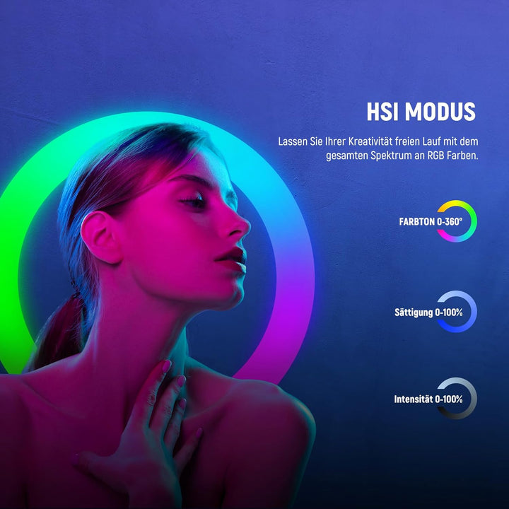 NEEWER 19" RGB Ringlicht LED Ring Light mit Ständer 3 Telefonhalterungen Touchpanel 2,4G/App Steueru