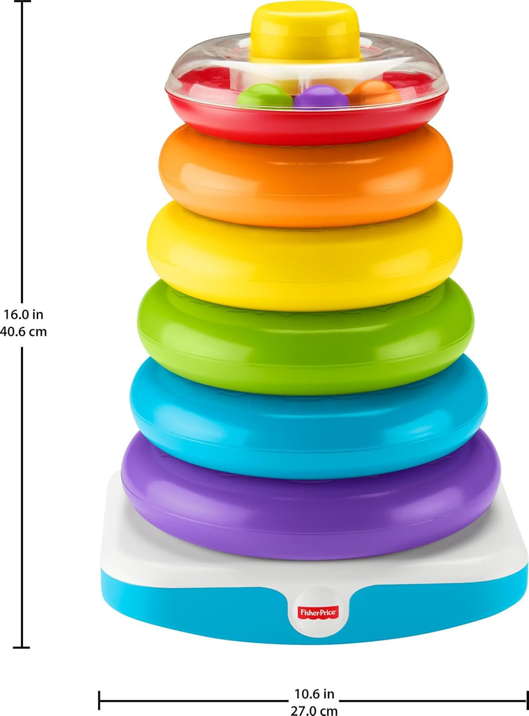 Fisher-Price GJW15 - GJW15 Gigantische Farbring Pyramide, Stapelspielzeug mit Ringen für Babys und K