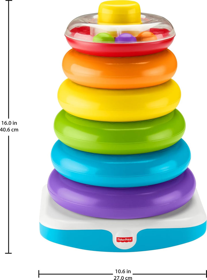 Fisher-Price GJW15 - GJW15 Gigantische Farbring Pyramide, Stapelspielzeug mit Ringen für Babys und K