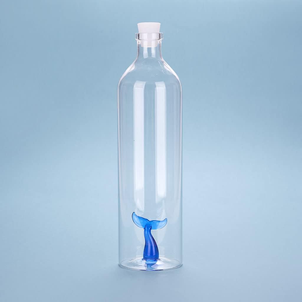balvi Flasche Tail Farbe Blau Mit Figur in Form eines Wals Borosilikatglas