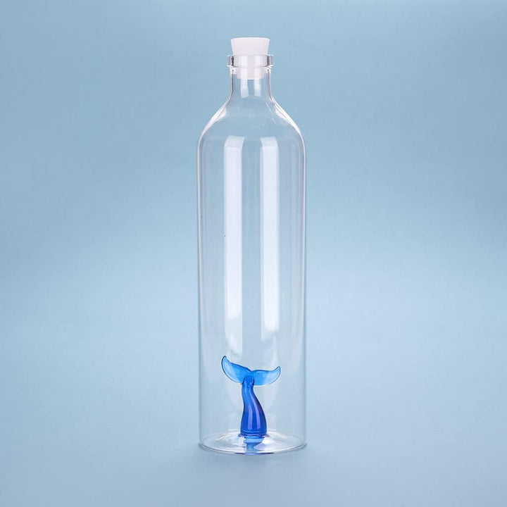 balvi Flasche Tail Farbe Blau Mit Figur in Form eines Wals Borosilikatglas