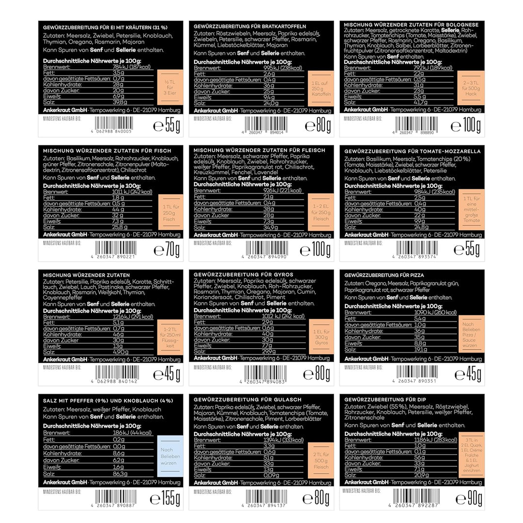 Ankerkraut Gewürz Set mit 12 Gewürzen: Best of Ankerkraut 3, leckere Zutaten für vielfältigen Geschm