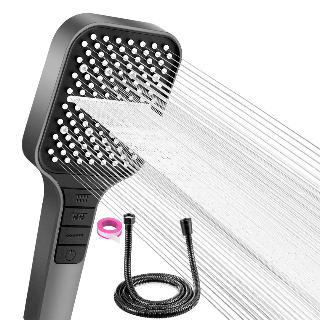 VEHHE Duschkopf mit 1.5M Schlauch, 7 Strahlarten Duschkopf Wassersparend, Duschkopf Regendusche mit
