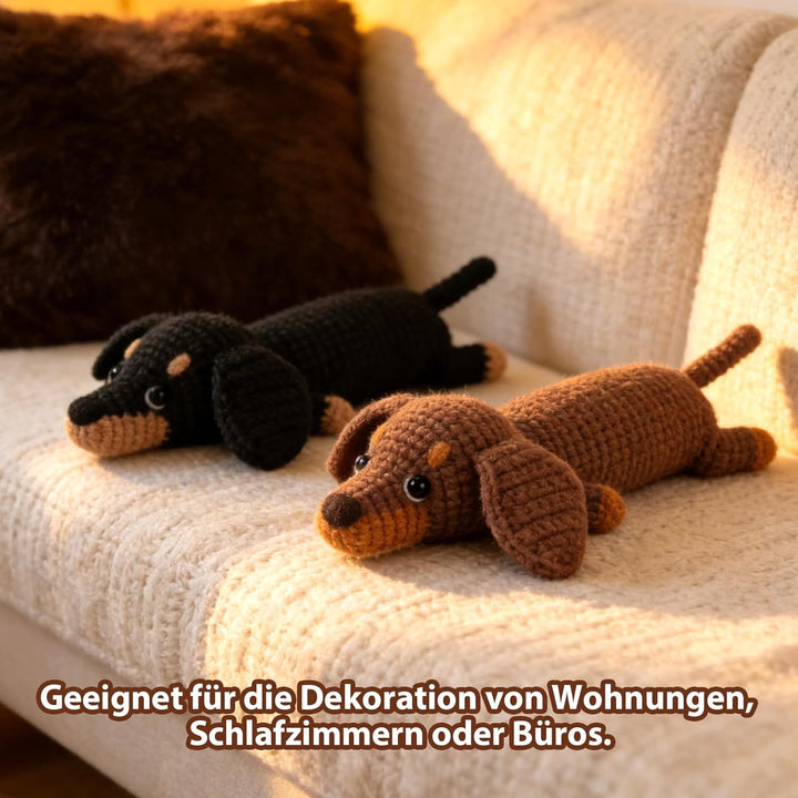 Hoypeyfiy Anfängerfreundliches Häkelset, Gestalte dein eigenes Dackel-Plüschspielzeug mit weichem Ga