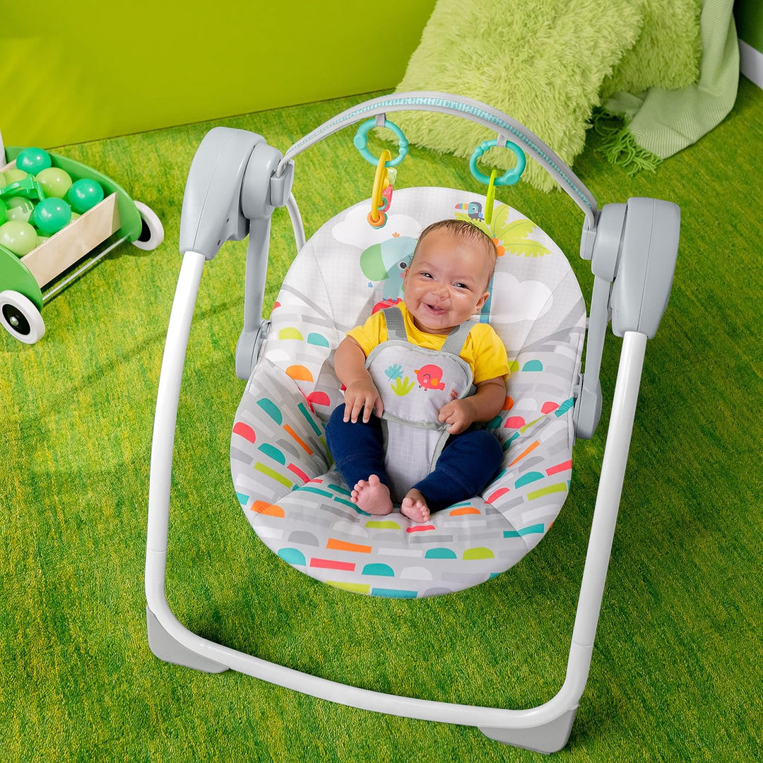 Bright Starts Playful Paradise Tragbare kompakte automatische Babyschaukel mit Musik, Unisex, Neugeb