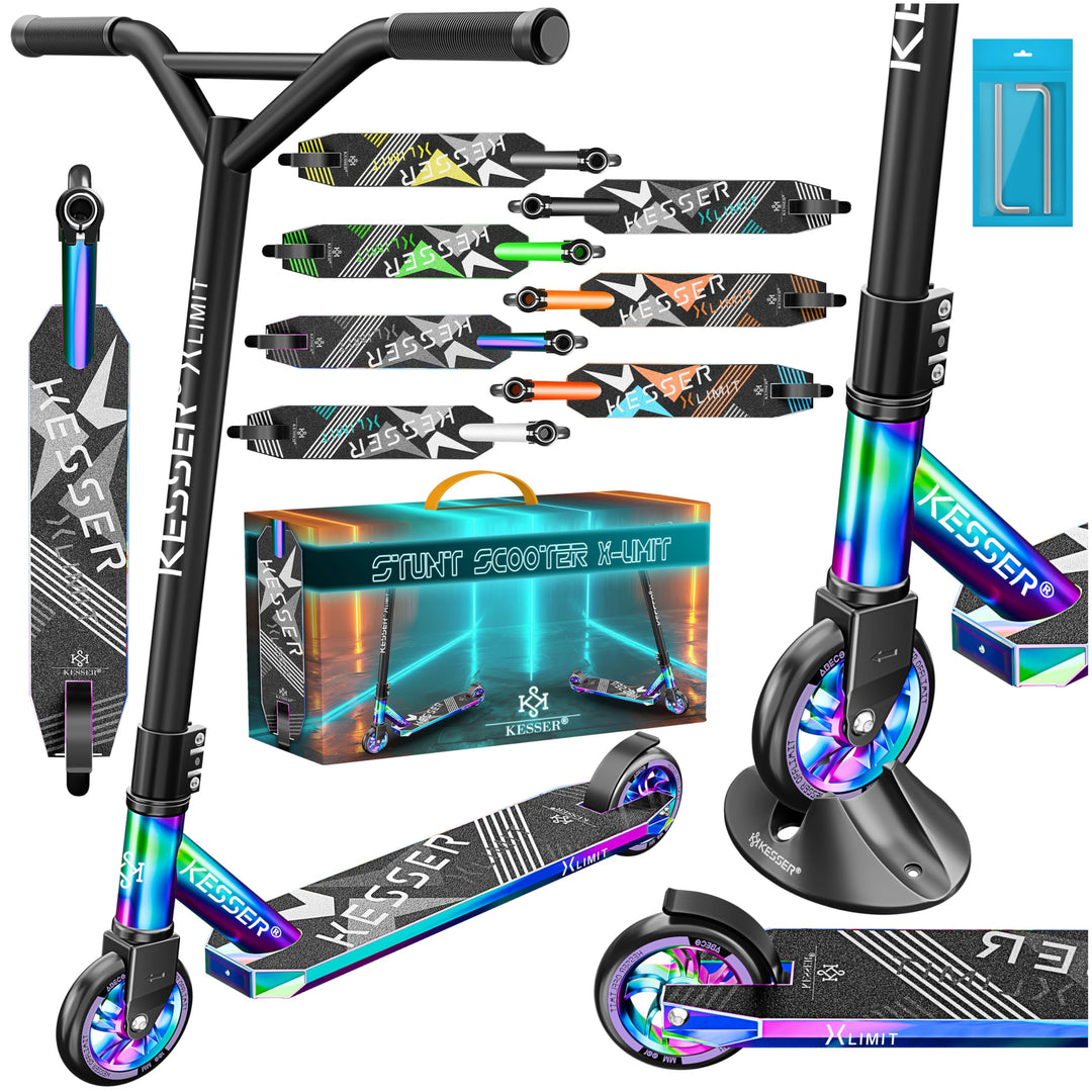 KESSER® Stunt Scooter X-Limit - 360° Lenkung Robuster Funscooter Stuntscooter mit ABEC 9 Kugellagern