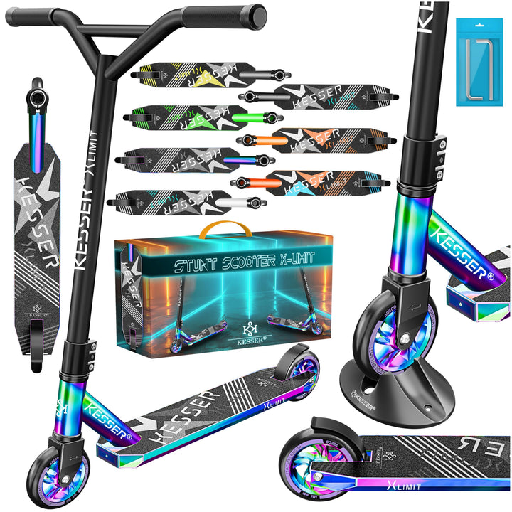 KESSER® Stunt Scooter X-Limit - 360° Lenkung Robuster Funscooter Stuntscooter mit ABEC 9 Kugellagern