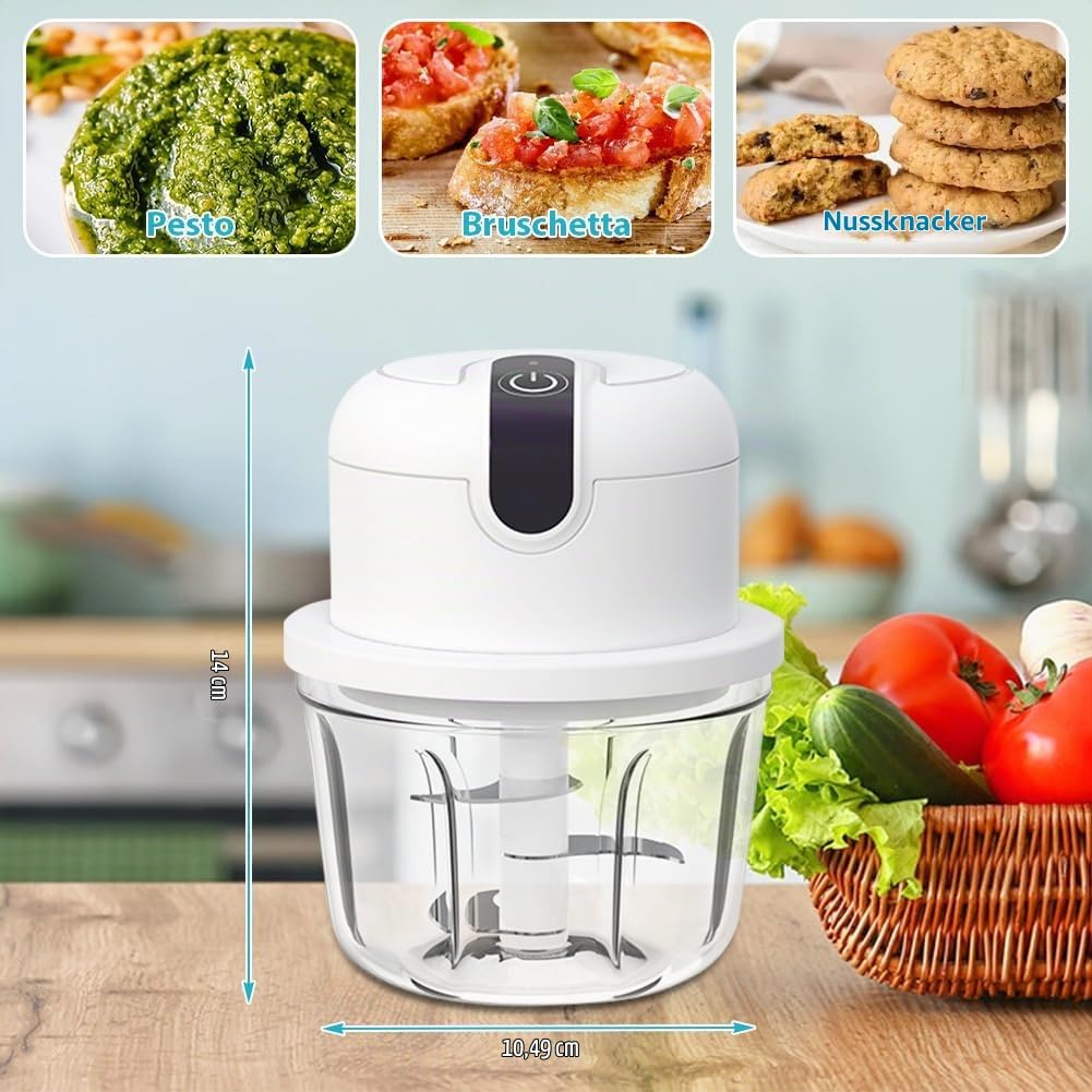 CEWROM Elektrischer Küchenzerkleinerer,350ml Zwiebel Zerkleinerer Elektrisch, Gemüsezerkleinerer, Mu