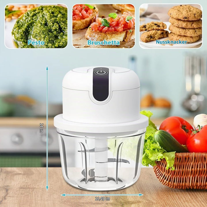 CEWROM Elektrischer Küchenzerkleinerer,350ml Zwiebel Zerkleinerer Elektrisch, Gemüsezerkleinerer, Mu