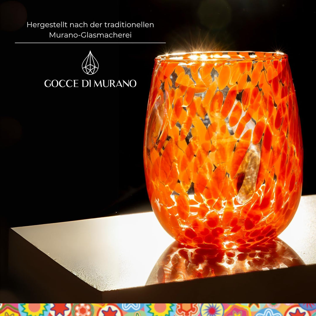 Gocce di Murano Set mit 6 Regenbogen-Gläsern, Muranoglas, mundgeblasen 240 ml, Handarbeit, bunt, 6 S