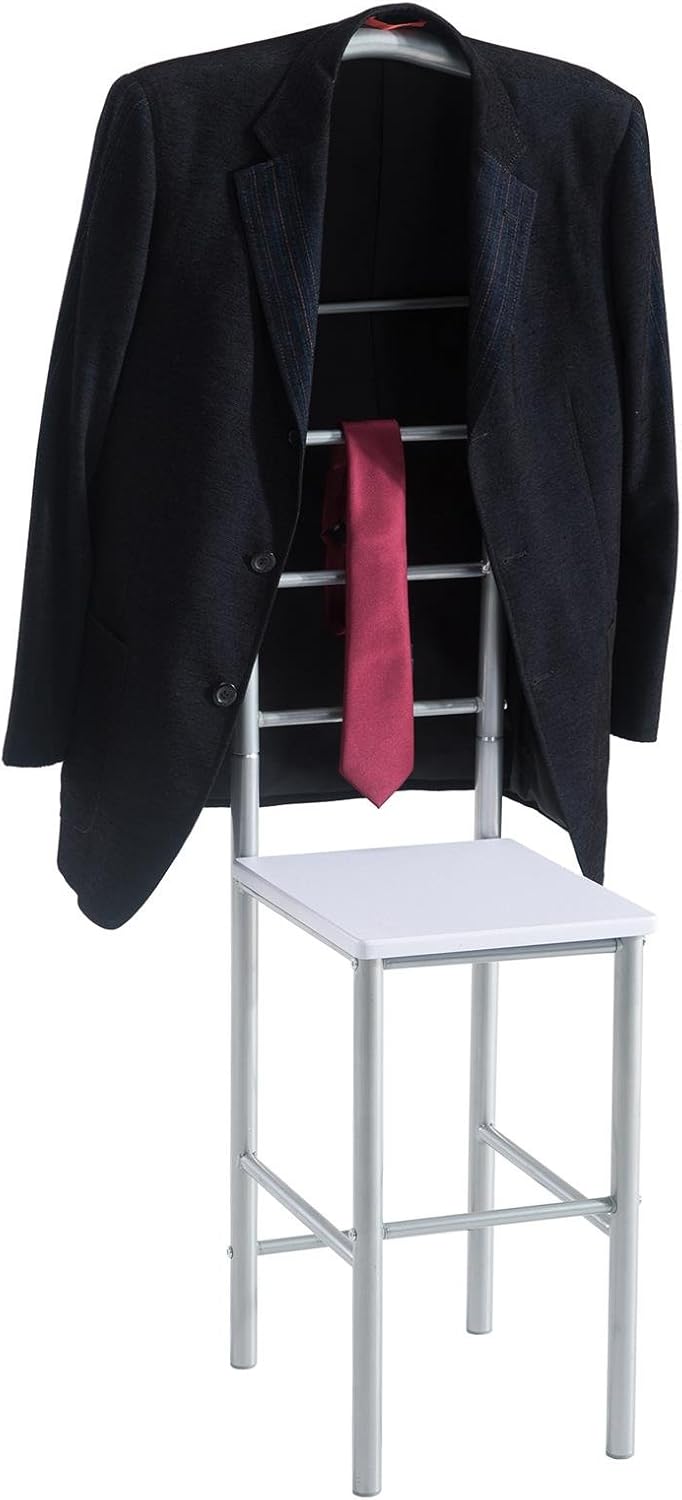 CARO-Möbel Herrendiener Stummer Diener Kleiderständer JIVO, in weiss alufarben,121 cm, Garderobe mit