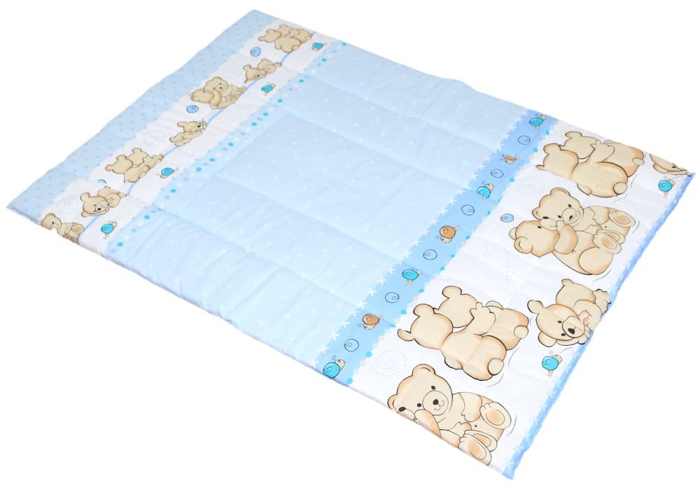 Spielmatte Spieldecke Krabbeldecke - Bärchen in Braun -4251 Kinder Baby Decke, 100% Baumwolle (Blau)