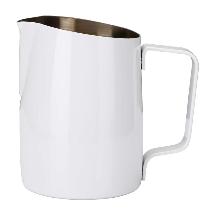 Dianoo Espresso-Milchaufschäumer, Milchkännchen, Edelstahl, für Kaffee-Latte-Kunst, 420 ml weiss, We