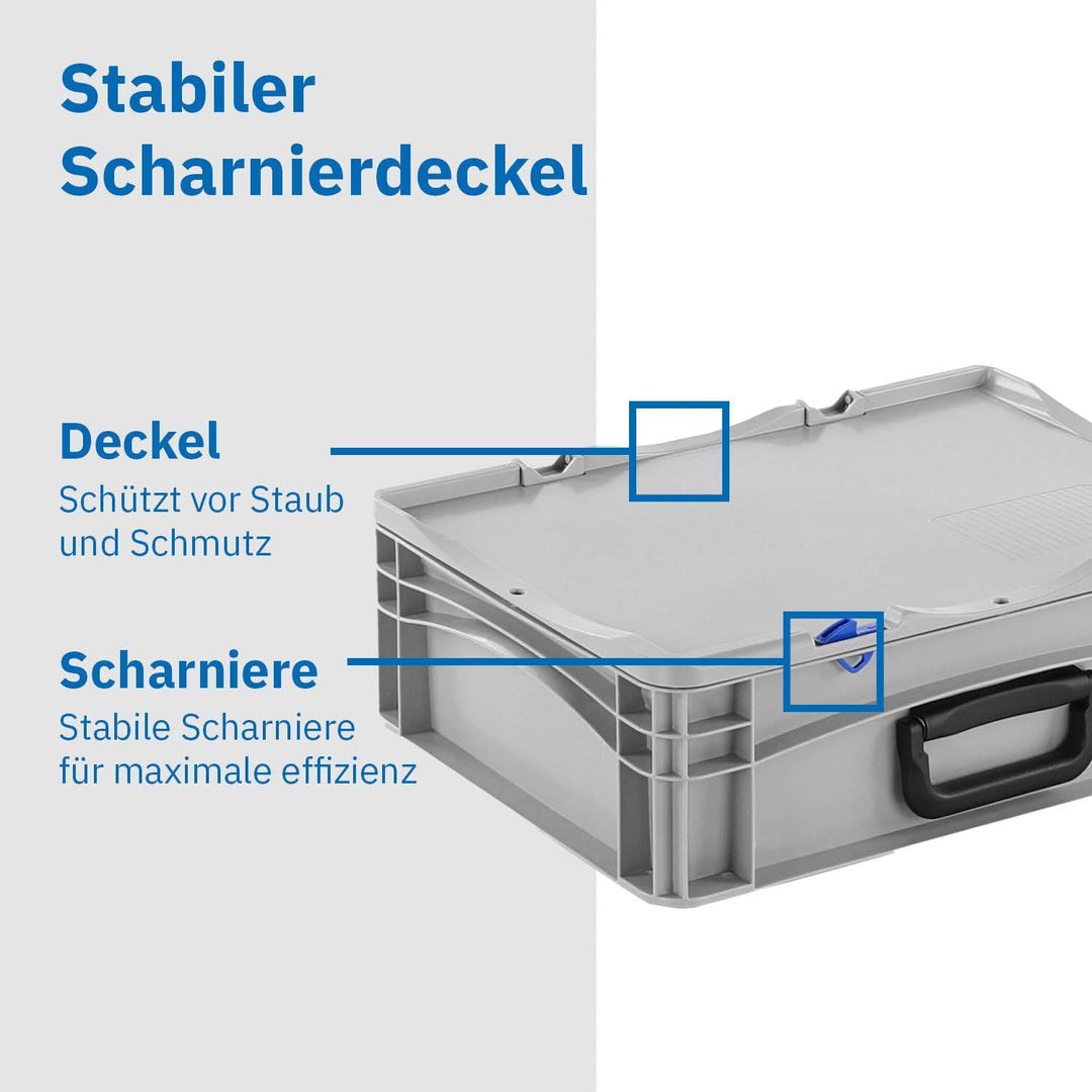DIE BOX FABRIK Transportkoffer mit Tragegriff | Kunststoffkoffer zum Lagern und Transportieren | Wer