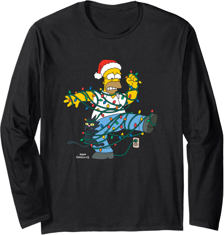 The Simpsons Homer and Snowball Tangled Holiday Langarmshirt