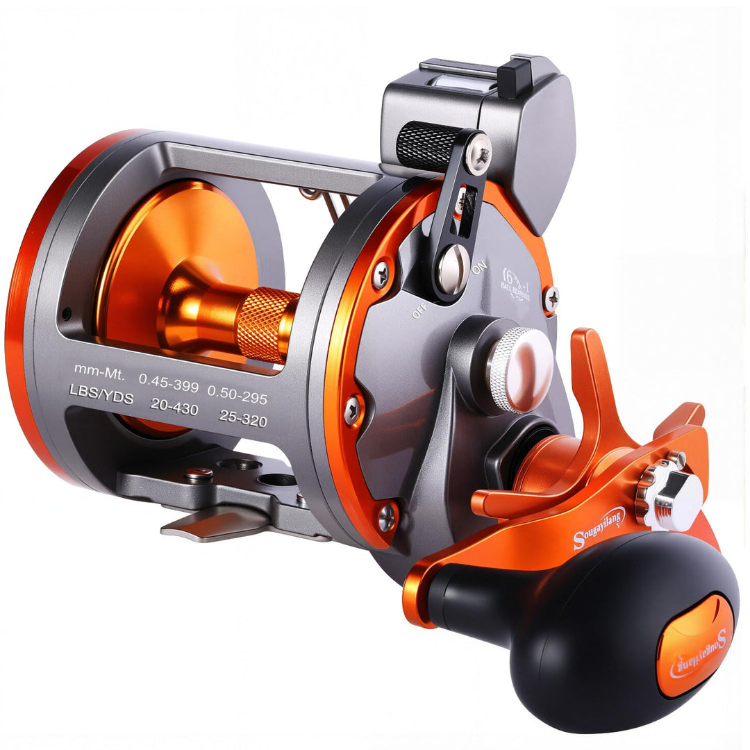 Sougayilang Angelrolle mit Schnurzähler, konventionelle Wasserwaage, Wind-Angelrolle C-Thunder LS II