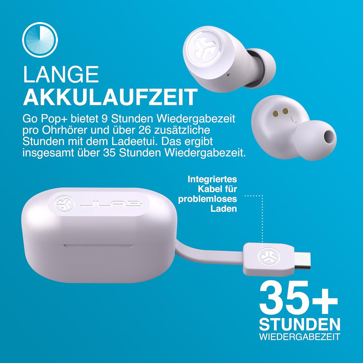 JLab Go Air Pop+ In Ear Kopfhörer kabellos Bluetooth, True Wireless Kopfhörer, 35+ Std. Headphones,