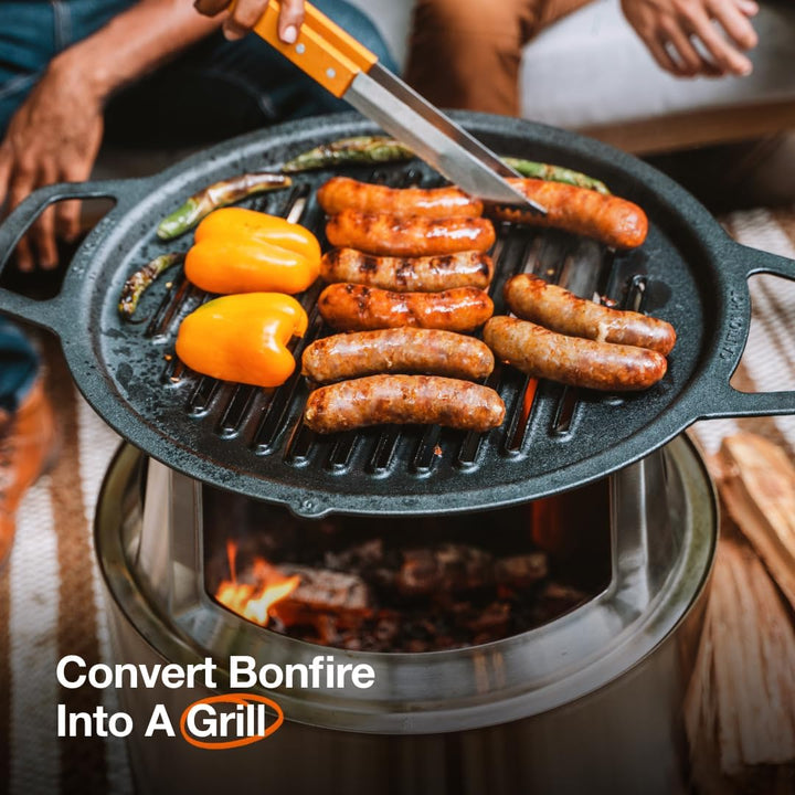 Solo Stove Bonfire Grillrost mit Aufsatz, Gusseisen-Grillrost mit Edelstahlaufsatz - Erhöhung von 20