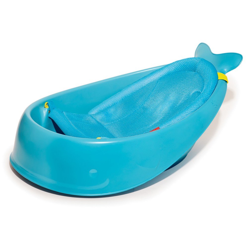 Skip Hop Moby Babybadewanne 3-in-1 mit Smart Sling – Neugeborenen- & Kleinkind-Badewanne 0–11kg – An