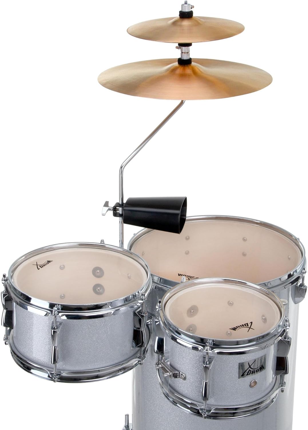 XDrum Club Drumset Cocktail Schlagzeug (inkl. Becken, Cowbell, Drumsticks und Stimmschlüssel) Silver