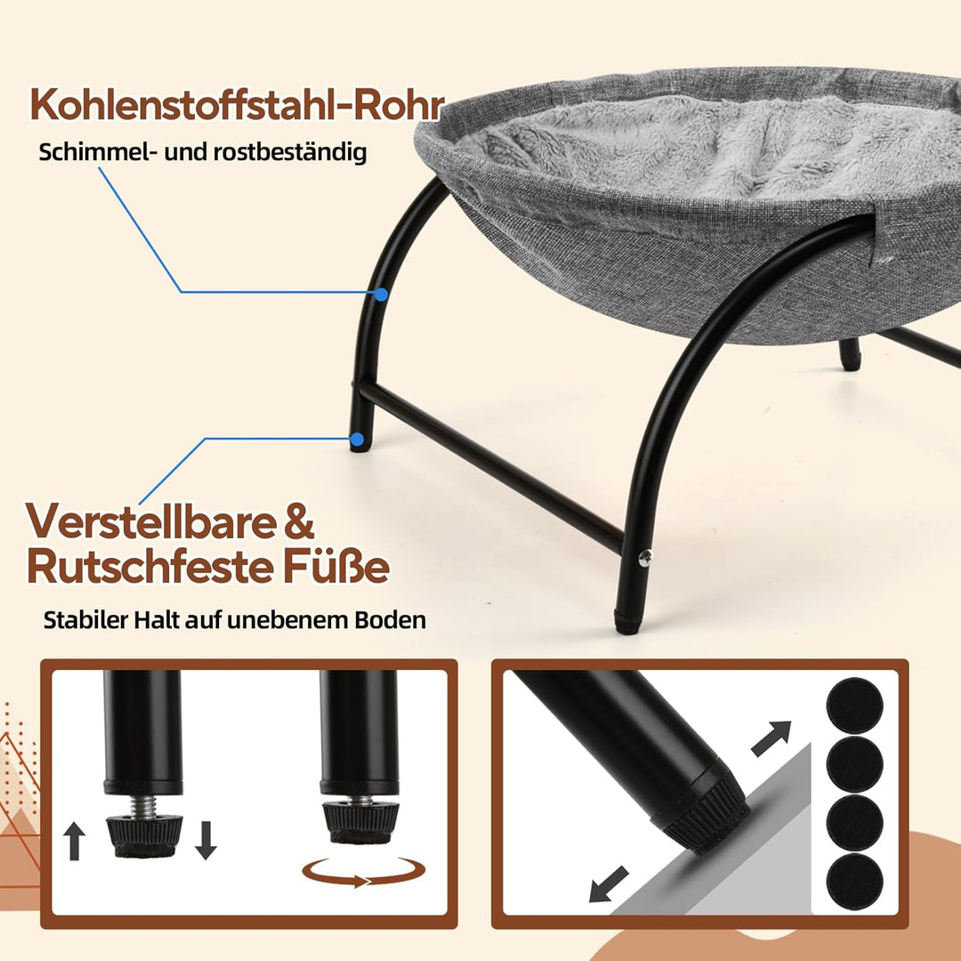 LIFLIX Katzenhängematte Outdoor, Erhöhter Katzenbett mit abnehmbarem, Waschbarem Plüsch, Stehend Hän