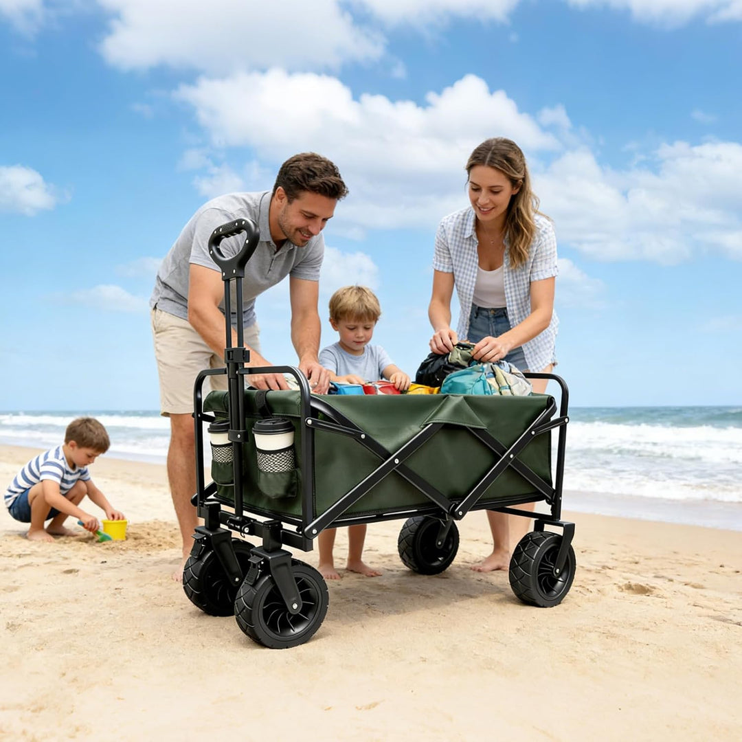 Sanycasa Bollerwagen faltbar 200L 200KG Tragkraft Gelände Strand geeingenet Bollerwagen mit Bremsen