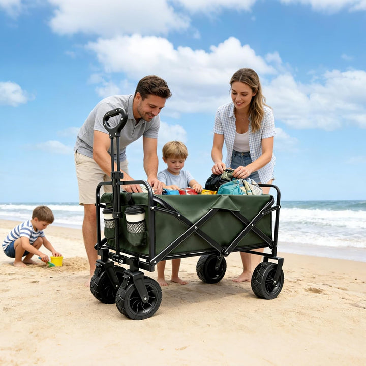 Sanycasa Bollerwagen faltbar 200L 200KG Tragkraft Gelände Strand geeingenet Bollerwagen mit Bremsen