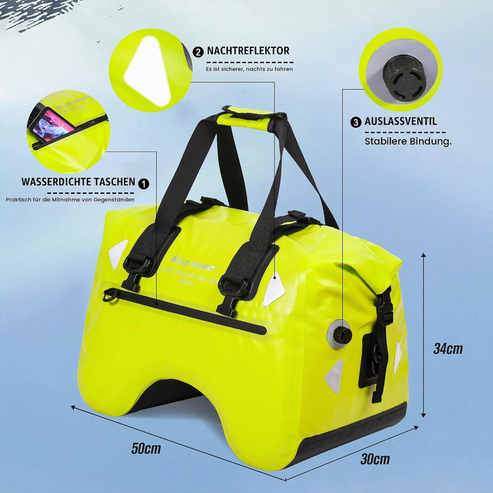 WILD HEART Motorrad-Rücksitztasche U-förmige wasserdichte Hecktasche 50L Motorradausrüstung Lokomoti