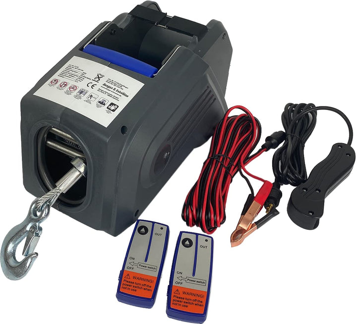Berger & Schröter 31146 12 V Premium PKW-Seilwinde mit Funkfernbedienung, Grau, 390 x 260 x
