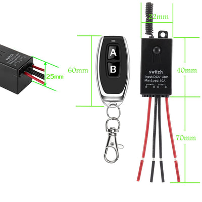 dstfuy lichtschalter set funk,2 Wege Mini Fernschalter,DC 5V/12V/24V/48/10A Wireless Lichtschalter F