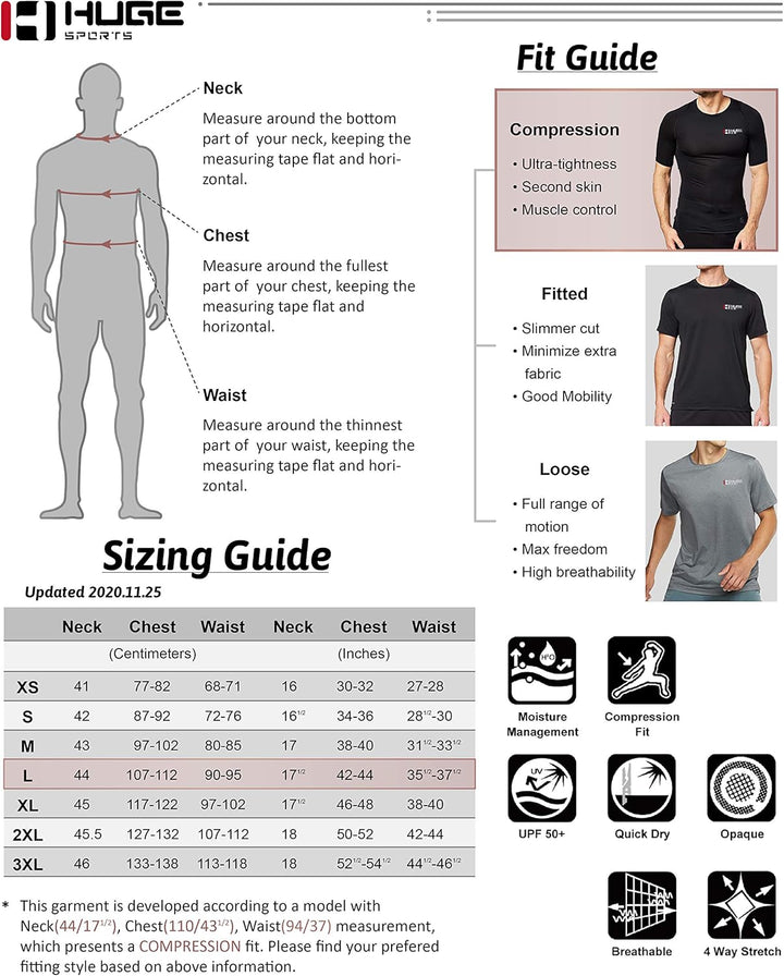 HUGE SPORTS Herren Laufshirt Langarmshirt Schnelltrocknend Sporthemden Atmungsaktiv Langarm Sportshi