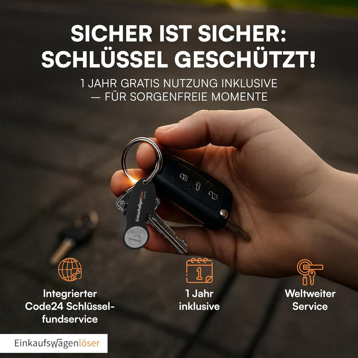 Einkaufswagenlöser Münze Schwarz (12 STK.) – funktionaler Schlüsselanhänger mit Einkaufswagenchip, F