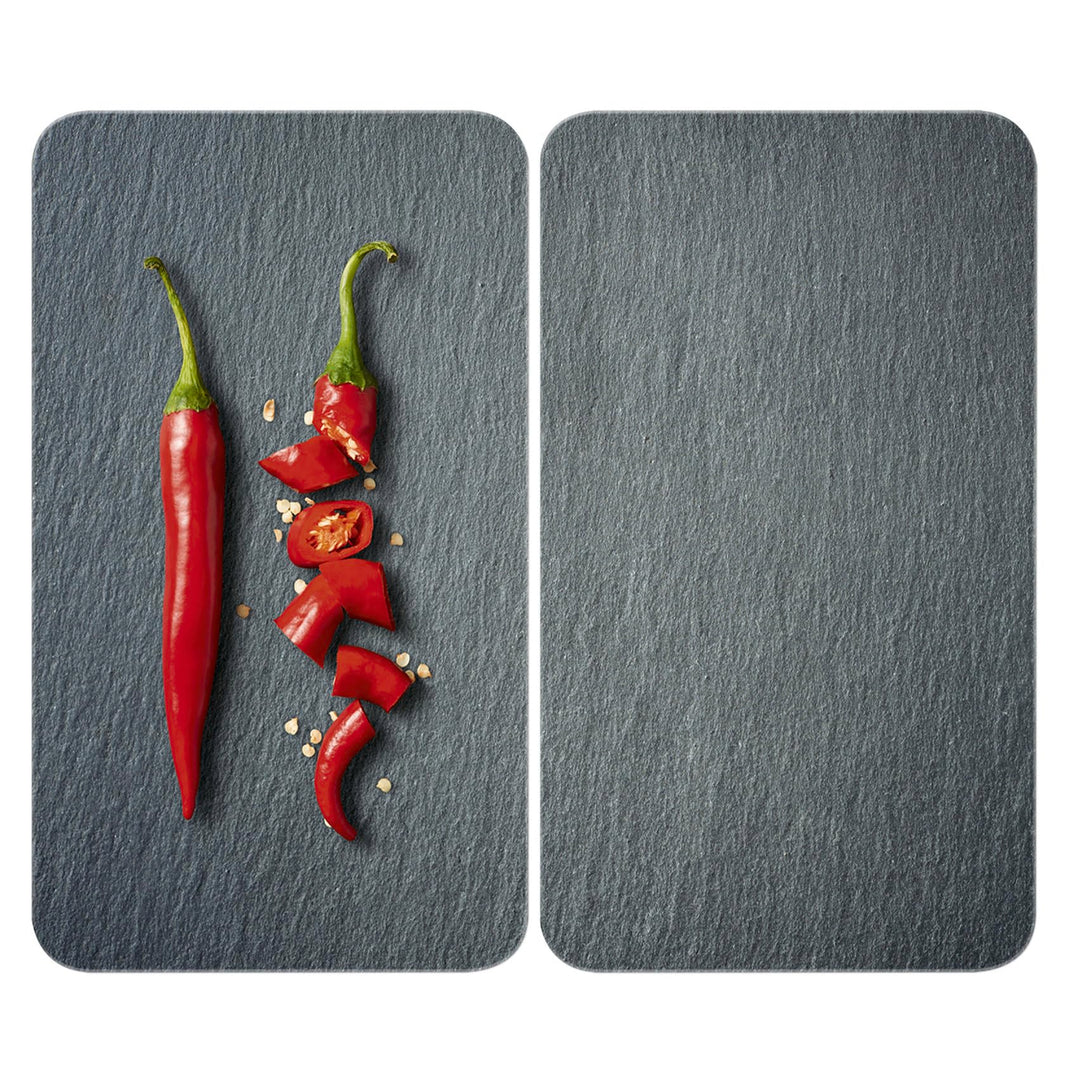 WENKO Herdabdeckplatte Universal Cayenne, 2er Set Herdabdeckung für alle Herdarten, Gehärtetes Glas,