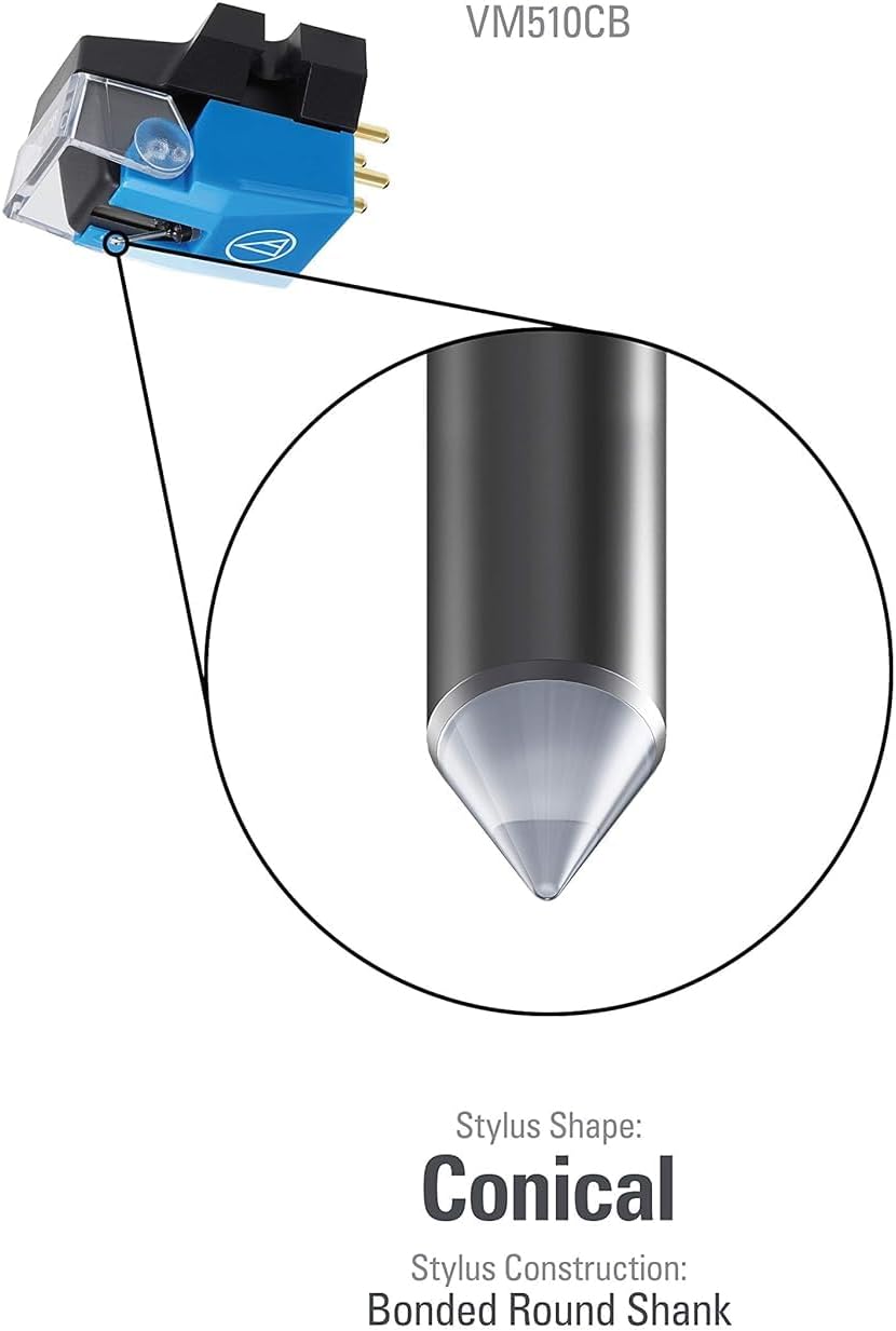 Audio-Technica VM510CB Dual-Moving-Magnet-Stereotonabnehmer mit konischer Nadel Blau Bewegliche Magn
