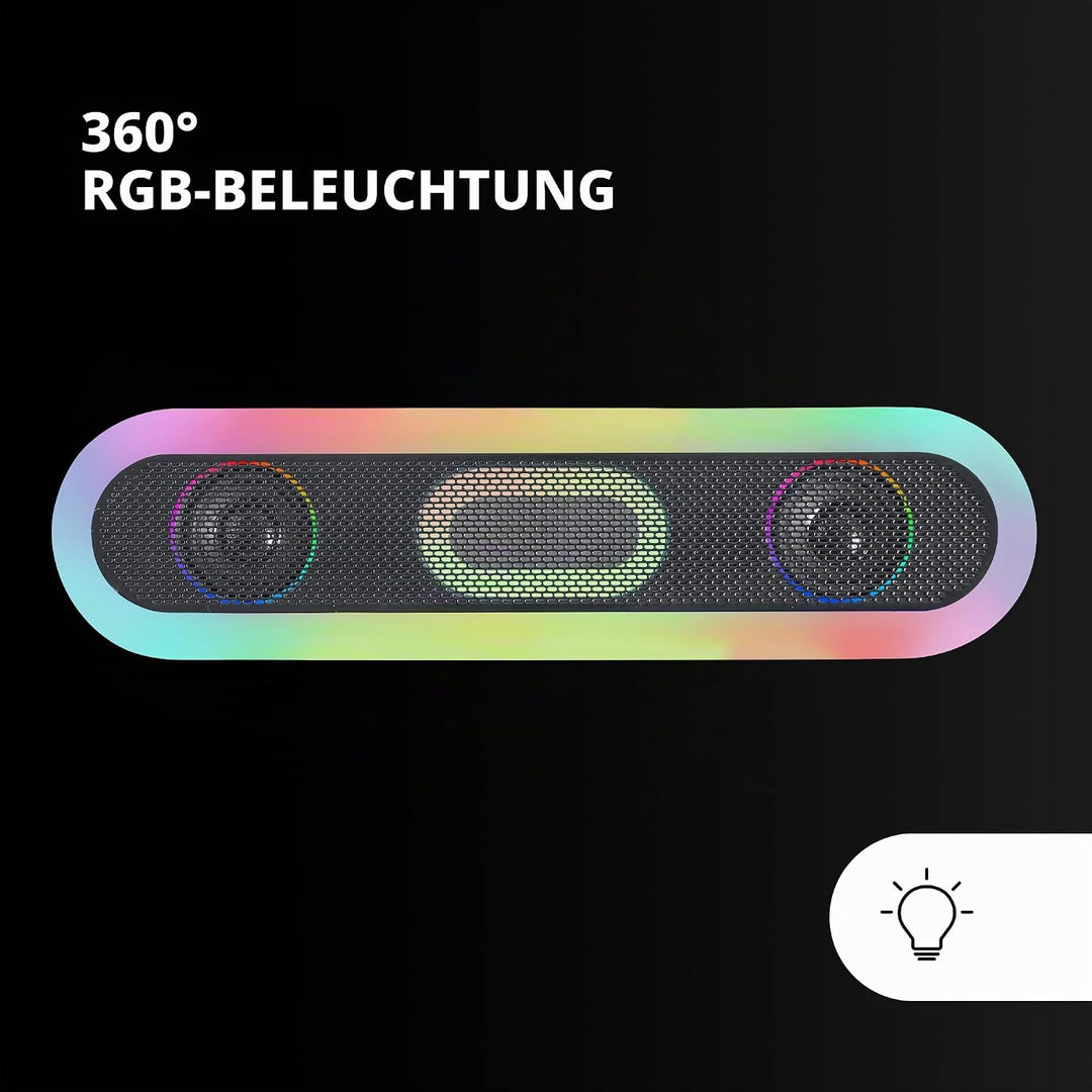 MARSGAMING MSB-ORB, Tragbarer Lautsprecher + Soundbar 20W, Orbilight RGB 360° Beleuchtung, Soundbar