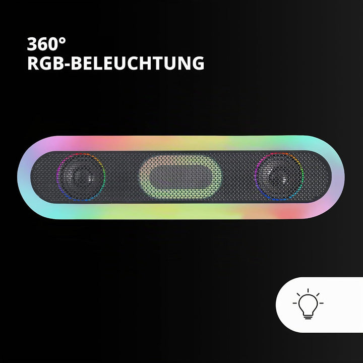 MARSGAMING MSB-ORB, Tragbarer Lautsprecher + Soundbar 20W, Orbilight RGB 360° Beleuchtung, Soundbar