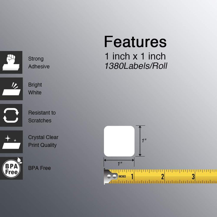 BETCKEY - 25mm x 25mm(1 in x 1 in) Perforierte Quadratischer QR Code Thermoetiketten Kompatibel mit