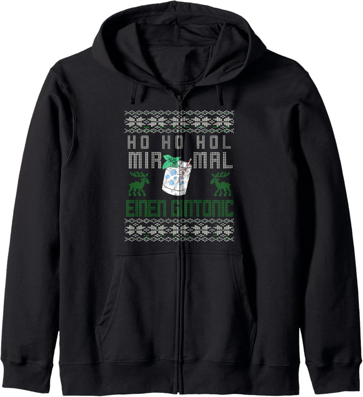 Gin Tonic Lustiges Weihnachts Kostüm Ugly Christmas Kapuzenjacke