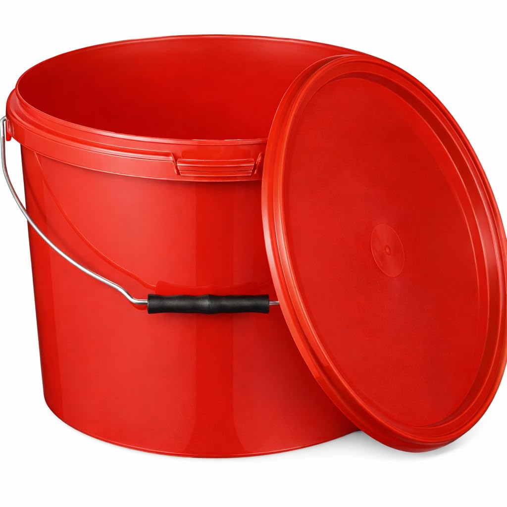 BenBow Eimer mit Deckel 10l rot 20x 10 Liter - lebensmittelecht, stabil, luftdicht, auslaufsicher, g