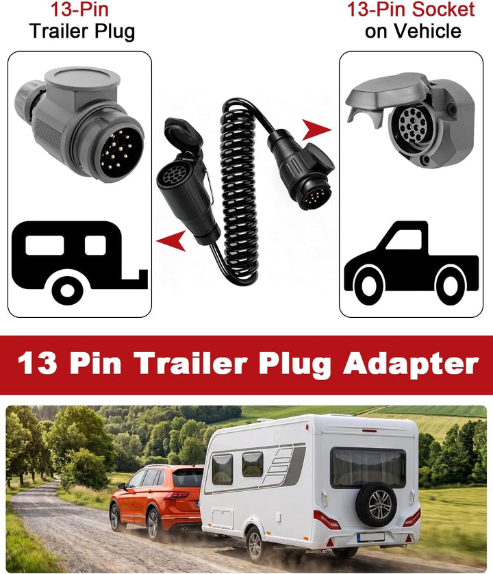 Erato 13-polig Anhängerkabel 2 Meter Stecker auf Steckdose 13 auf 13-polig 13 polig(Stecker auf Stec