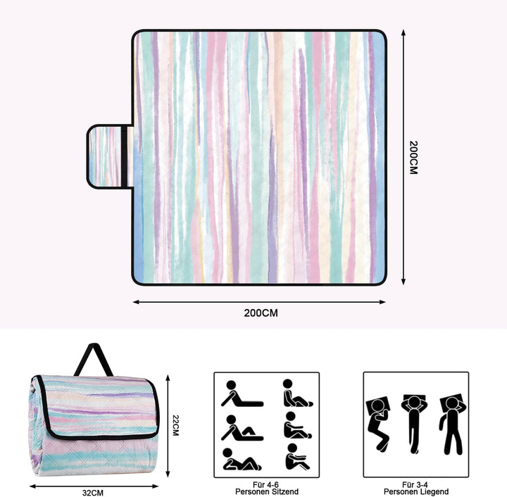 Picknickdecke Wasserdicht, 200 x 200cm Gross Stranddecke Sandfrei mit Wasserdichter Unterseite, Trag