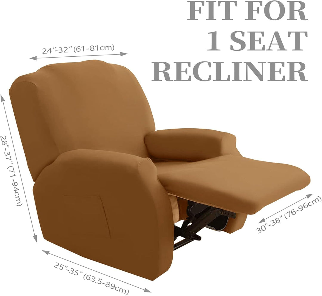 FIGOOO Stretchhusse für Relaxsessel 4-Teilig Stretch Sesselbezug Relaxsessel mit Seitentasche Sessel