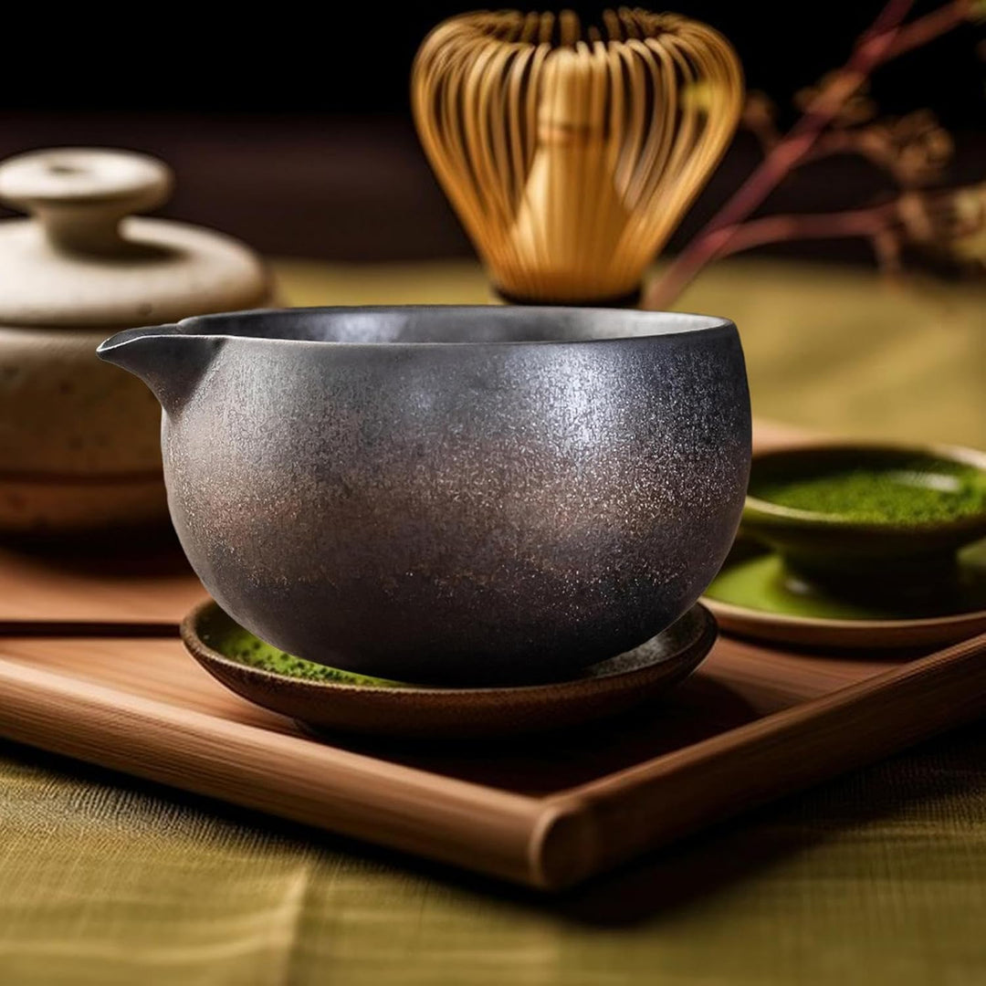 Matcha Schale Keramik Matcha Tee Schale, Japanische Keramik Matcha Schale mit Ausguss, Handgemachte