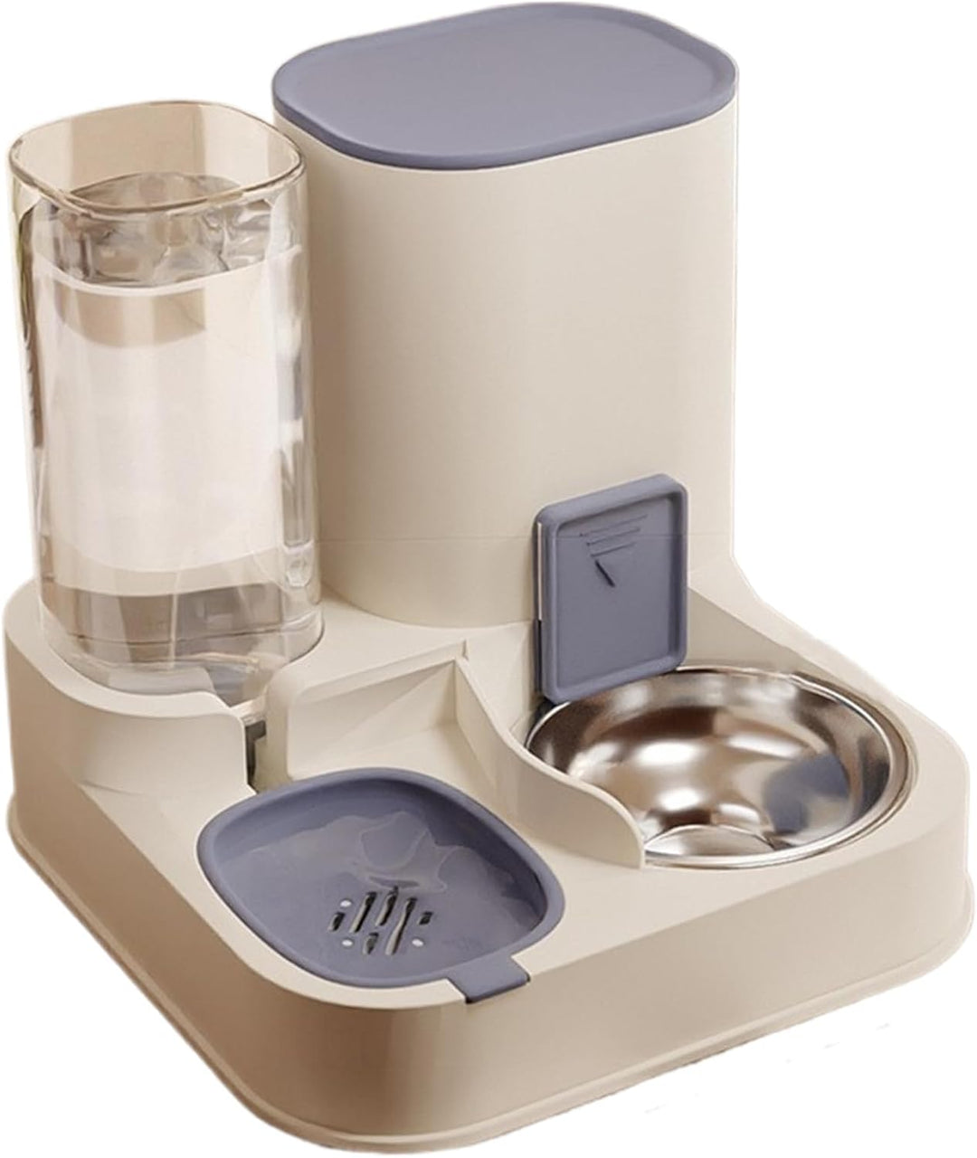 Pesoncarl Automatische Futterhäuschen, automatische Katzenfuttermittel 2 in 1 Edelstahl- und PP -Kat