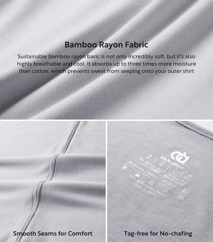 DAVID ARCHY Herren Unterhemden Tshirt Tanktop Business Lässig Bambusfaser Weich Seidig Kurzarm Ärmel