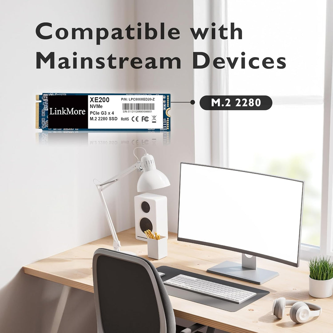 LinkMore XE200 1TB M.2 2280 PCIe Gen 3X4 interne SSD, Solid State Drive, bis zu 2500 MB/s für Latop
