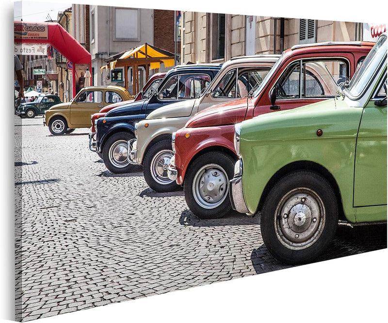 Bild auf Leinwand Alter FIAT 500 Bilder Wandbild Poster Leinwandbild 100x57cm, 100x57cm