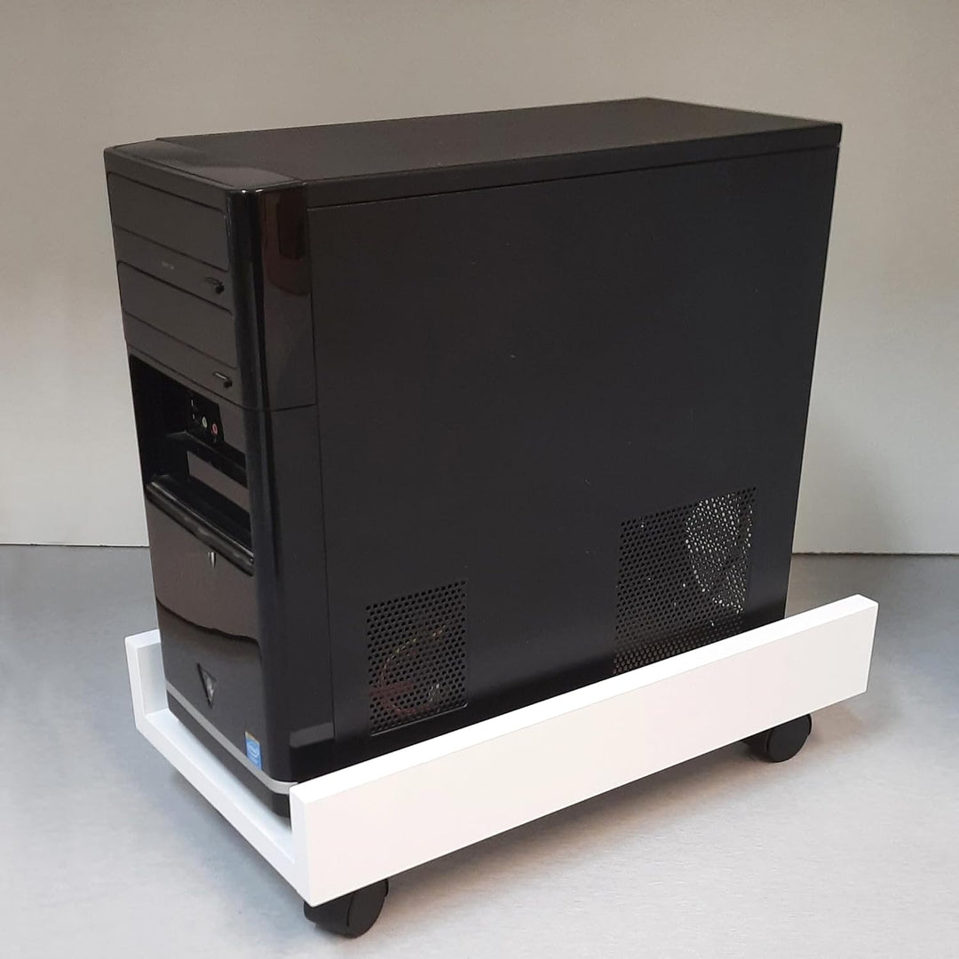 Henor CPU-Computerständer aus Holz mit Rädern 25 x 45 x 12,5 cm CPU-Aufzug mit Rädern Weiss Weiss Rä